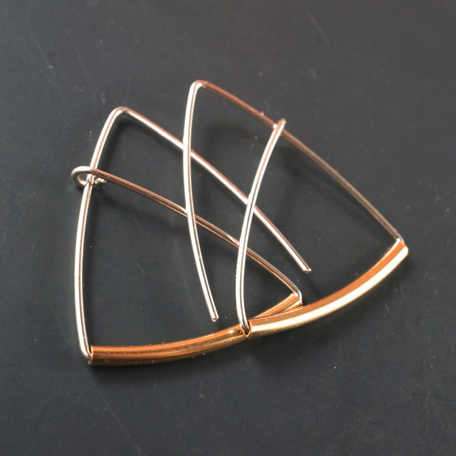 TRIANGLE Hoop / Triangle Earrings / Sterling Silver Gold Earrings