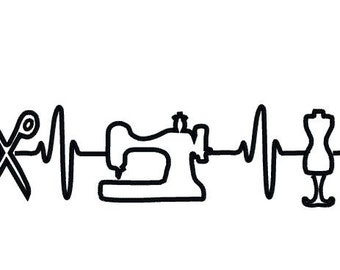 EKG sewing vector file. Heart beats for sewing SVG file.