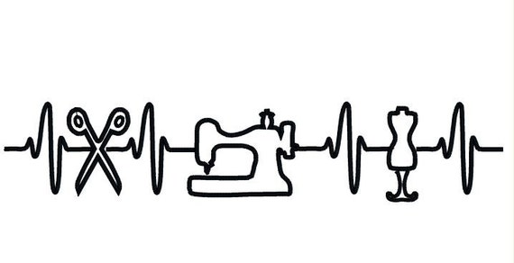 EKG sewing vector file. Heart beats for sewing SVG file.