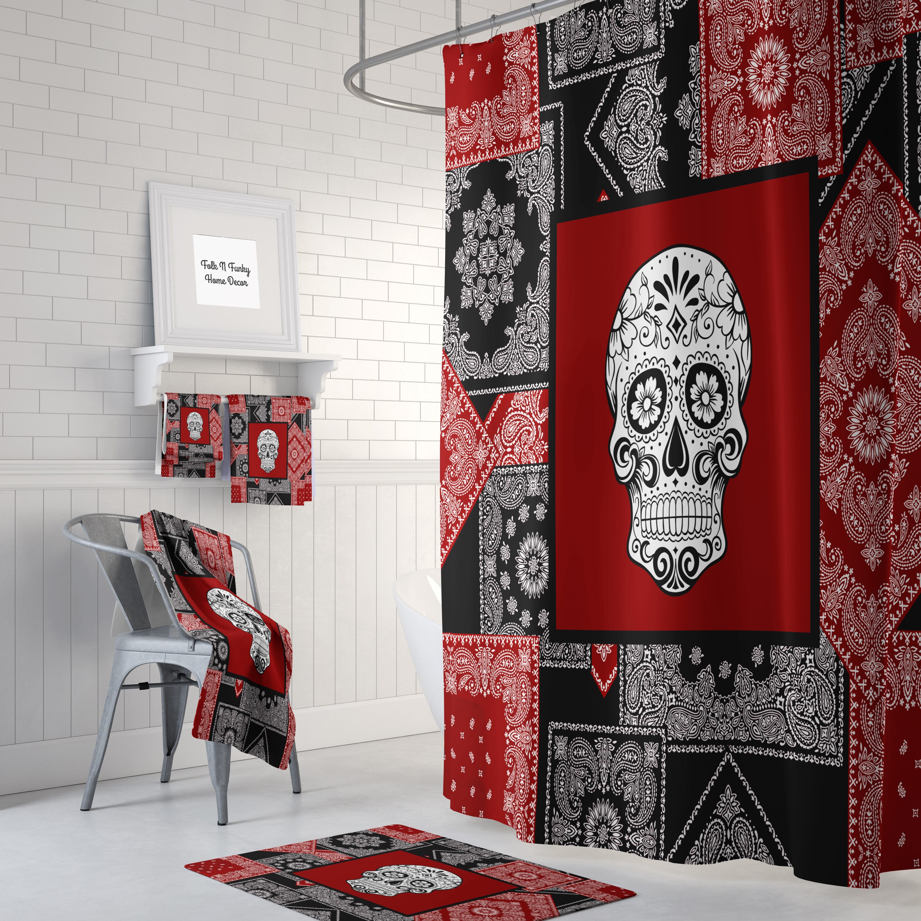 Skull Shower Curtain Sugar Skulls Day Of The Dead Bath Mat Skull Shower Curtain Sugar Skulls Day Of The Dead Bath Mat Towels Black And Red