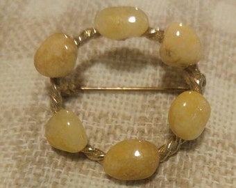 Circle of Stones Brooch Pin~ Goldtone
