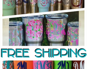 Yeti Monogram Decal,FREE SHIPPING,Yeti Cup,Yeti Sticker,Monogram Decal,Cup Decal,Car Decal,Cup Sticker, Car,Monogrammed cups