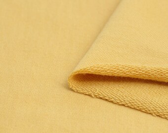 Mustard French Terry Knit Fabric, Cotton French Terry Knit, Stretchy Fabric - Mustard - 70 Inches Wide - By the Yard 69289 GJ