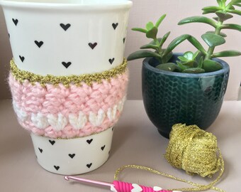 PDF CROCHET PATTERN Crochet travel mug sleeve - travel mug cosy pattern , tutorial , how to
