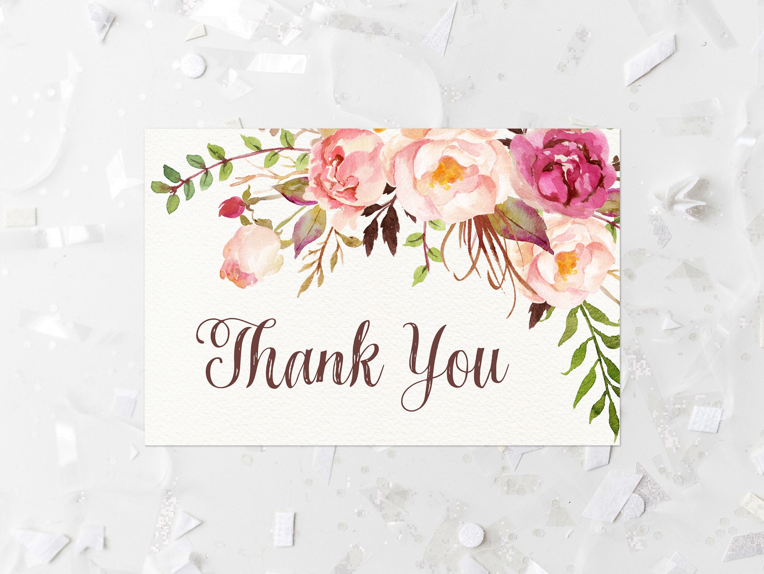 Bohemian Thank You Card Printable Boho Thank You Note Card