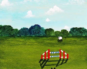 Border Collie Dog AGILITY limited edition reproduction art print of Todd Young painting