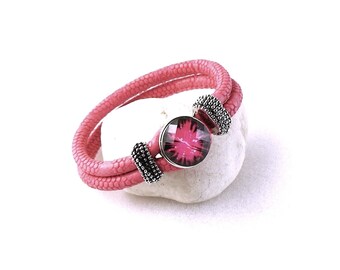 Bracelets Nooza PU and Metal - suitable for snaps in size M - pink
