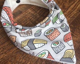 Sushi bib girl bib sushi gift set neutral Bandana Bib-Organic Bamboo Terry Cloth Bib-Drool Bib-sushi bandana bib-Cotton bandana bib baby
