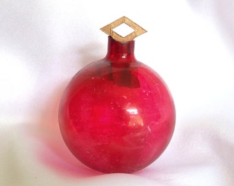 Vintage Unsilvered Christmas Ornament, Red Holiday Ornament