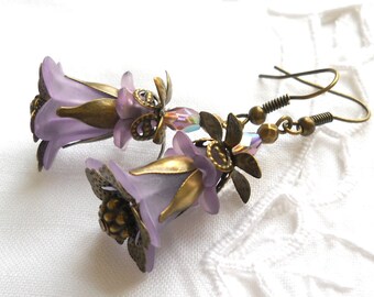 lilac filigree earrings lucite flower earrings purple earrings lilac flower earrings floral earrings lilac floral earrings lucite flower