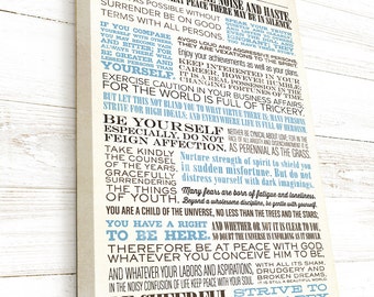 Desiderata, Desiderata Print, Hand-stretched Canvas on wood stretcher bars, READY TO HANG, Canvas Gallery Wrap, by Max Ehrmann