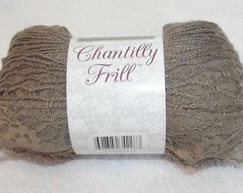 Sundance Chantilly Frill, Lace Yarn, Sashay Yarn, One Skein Scarf Yarn, Frilly Yarn, Sashay Scarf Yarn, Taupe Yarn, Taupe Sashay Yarn