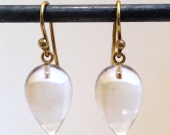 Acorn-Shaped Rock Crystal Earrings - 18k ear wires