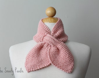 Knitted Scarflette Bow Neck Warmer Bow Pink