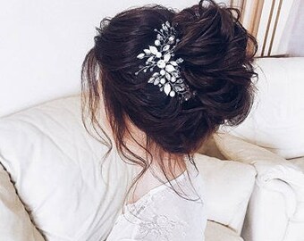 Jewelry for hair, Hair decor, Hair jewelry, Bridal hair piece, Wedding accessories, Leaves, Crystal headpiece