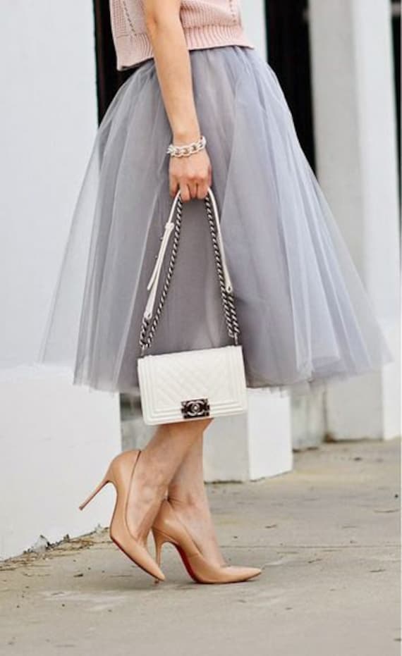 Gray silver tulle skirt tutu skirtmade to your size