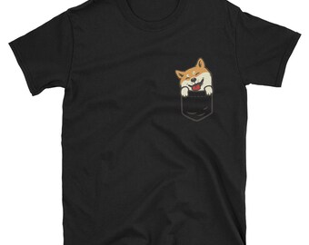 Pocket Shiba Inu Shirt, Dog Lovers Gift, Funny Shiba Inu Shirt, Shiba Inu Lovers Gift, Pocket Dog Shirt, Japanese Doge Meme Unisex T-Shirt