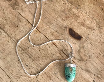 Turquoise Sterling Silver Necklace, Southwestern Necklace Turquoise, Arrowhead-Shaped Turquoise Necklace