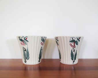 Abingdon Pottery Floral Cream Planters Pair 152