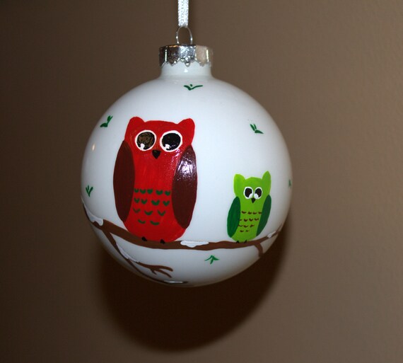 Items similar to Handpainted Owls Ornament on Etsy