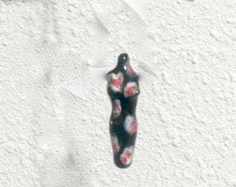 Torso Porcelain Bead Ceramic Bead Torso Bead Figurative Bead Black Torso Bead Lady Bead Sculptured Bead Fertility Bead Fertility Figure