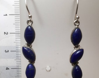 Sterling Silver Marquis shaped Contemporary Lapiz Earring