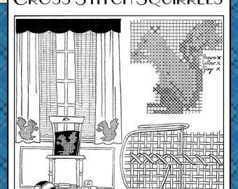 Cross Stitch Squirrels Vintage Pattern INSTANT DOWNLOAD