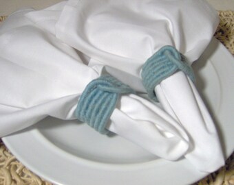 Set of 5 Medium Blue Napkin Rings
