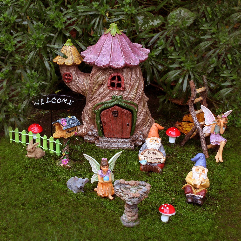 Garden Decor Twisted Stump House Fairy Garden Kit Fairy