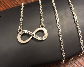 Live Love Laugh to Infinity Necklace - custom length available - Stainless Steel