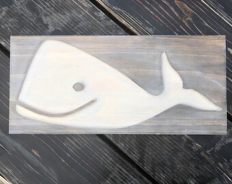 Nautical Smiling Whale Carved Wood Sign Custom Created Anything You Want!
