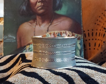 Sterling silver vintage wide cuff bracelet