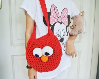Crochet Elmo Bag Amigurumi - Handmade Crochet Amigurumi Elmo Tote Bag - Sesame Street - Elmo Crochet - Amigurumi Elmo