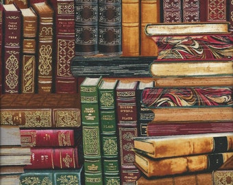 Library Books trimmed in Gold Timeless Treasures