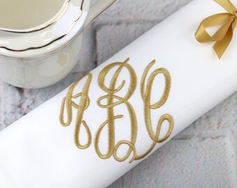 Set of 50 Monogrammed Napkins / Wedding Linens / Wedding gift / Bridal Shower Gift / Monogram Napkins / Cloth Napkins