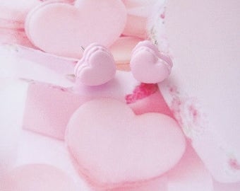 earrings heart macarons polymer clay