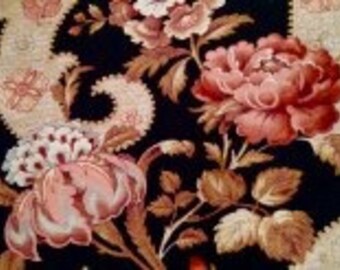 Antique Vintage French Fabric 1880's, 2.6 yards