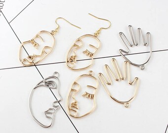 5PCS Face Charms Wire Face Charm Hamsa Hand Pendant Abstract Face Pendant Bracelet Charms Earring Charms Jewelry Supplies Wholesale Charms