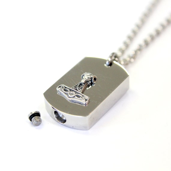silver mjolnir rams thors hammer necklace cremation urn silver mjolnir rams thors hammer necklace cremation urn