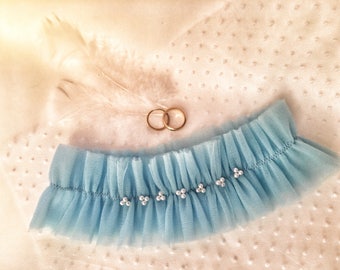 Tulle Garter Blue