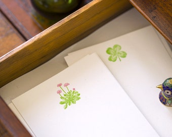 Flat Card Set with Letterpress Flowers