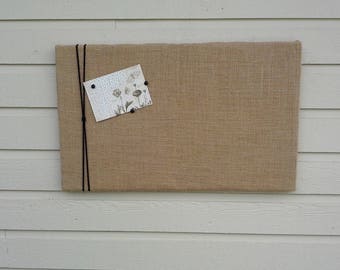 Burlap pinboard with macrame cord or Jute Twine, Vision or Bulletin Board, Natural buralp Photo Memory Board, Memo Pin Board, 16 x 26 inches