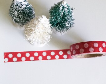 Red & White Polka Dots THIN Washi Tape Roll SKINNY Dot Minnie Mouse Party Valentines Day Cards Crafts planner planners Christmas crafting