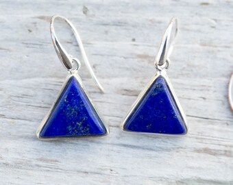Lapis Earrings - Lapis Dangle Earrings - Lapis Lazuli Earrings - Sterling Silver Lapis Dangle Earrings - Gorgeous Lapis Lazuli Earrings