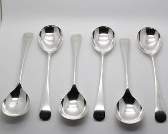 1940s 6 Silver Plated Dessert Spoons Set of Spoons With Shaped Handle