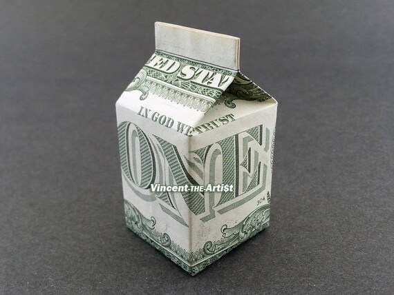 MILK CARTON Money Origami Dollar Bill Cash Sculptors Bank Note