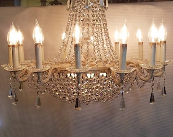 Antique 14 light Empire style crystal Candelabra Chandelier - Made in Spain - Heirloom Empire Candelabra