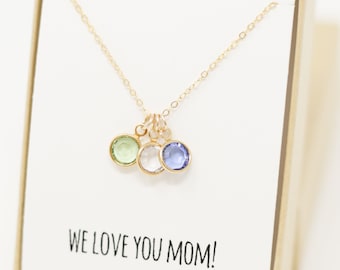 Mom Birthstone Charm Necklace - Mothers Day Gift - Mom Necklace - Mom Gifts - Children Birthstones