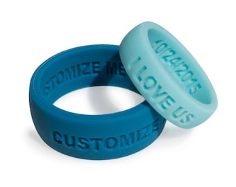 2 Ring Set! - HIS AND HERS Personalized Silicone Wedding Ring Band Anniversary Gift for Men & Women couples gift Custom silicone Ring fit