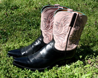 Lucchese Classics, Handmade, Pink, Black, Leather, Cowboy, Boots, Turquoise, Cowgirl, Lucchese Cowboy Boots, Lucchese, Ladies, Women's Boots